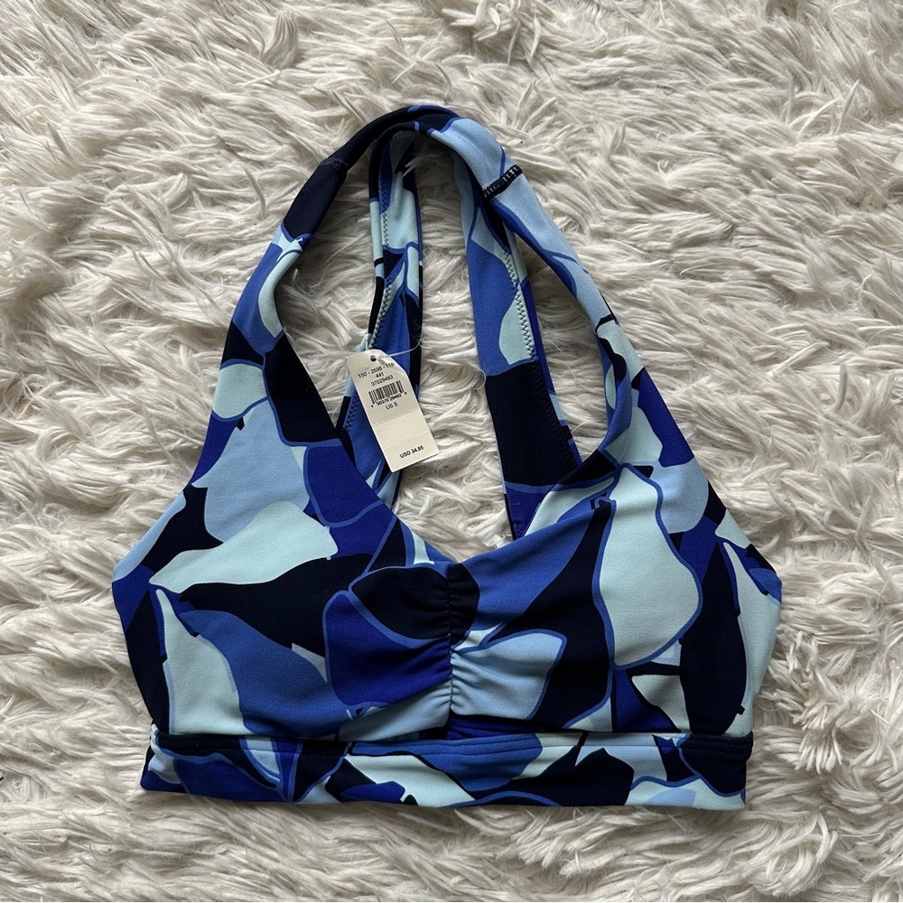 Offline By Aerie Blue Ruched Activewear Sports Bra Size S New With Tags - Picture 3 of 10